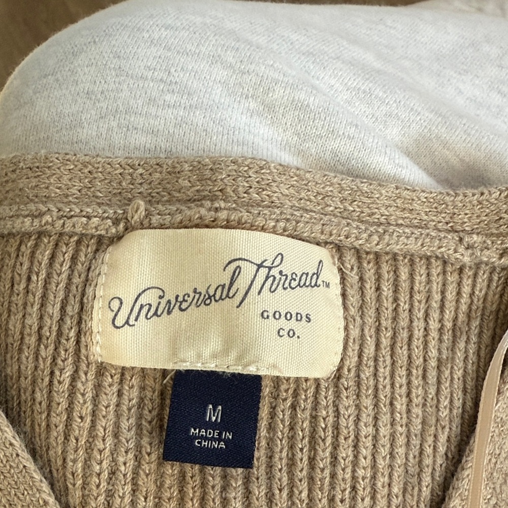 Universal Thread Taupe Ribbed Button-Front Sweater Vest - Picture 2 of 3